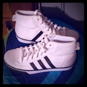 White and black Adidas high tops nwot NZA